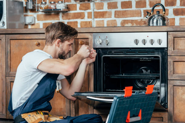 Modern kitchen with built-in wall oven